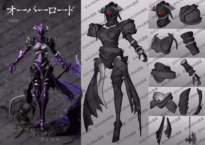 3D model Overlord Albedo Armored - DIY Cosplay Pepakura Foam Template VR /  AR / low-poly | CGTrader