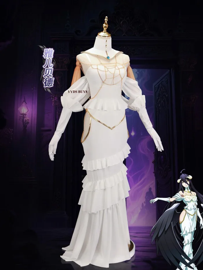 Overlord Albedo Cosplay White Dress Suit Costume Outfit Anime Carnival Show  Sets | eBay