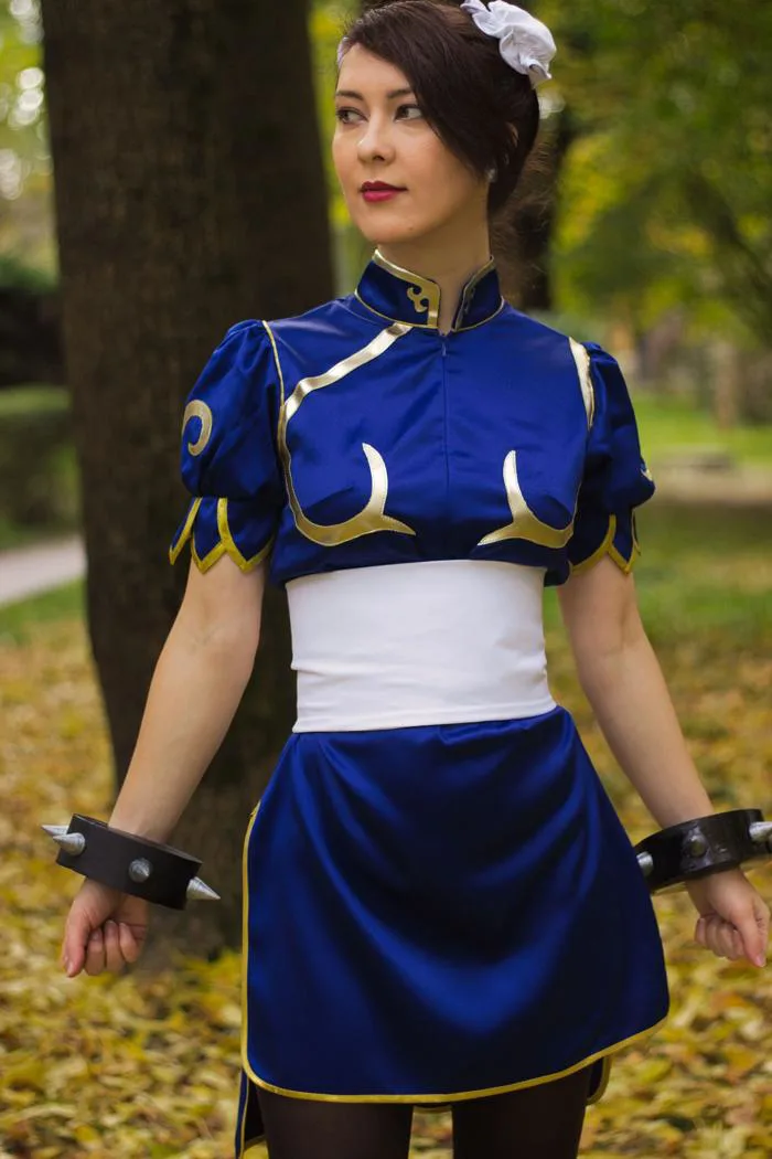 Chun-li Fighter Inspired Cosplay Costume. Blue Qipao Outfit. - Etsy UK
