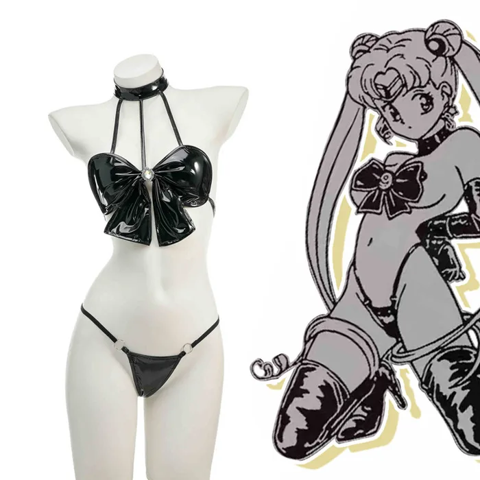 Sailor Moon Tsukino Usagi Black Bikini Cosplay Costume - CosplayClass