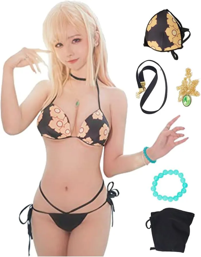 Amazon.com: Roocnie Anime Swimsuit Sexy Anime Cosplay Women Bathing Suit XS  Black | Bikini Two Piece Set Sexy Cosplay Accessories Anime Costume  Halloween Costume : Clothing, Shoes & Jewelry