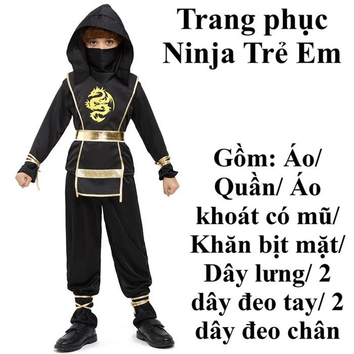 (Có sẵn) Trang phục Cosplay Halloween hóa trang Ninja trong phim Võ Thuật  Mortal Kombat dành cho trẻ em