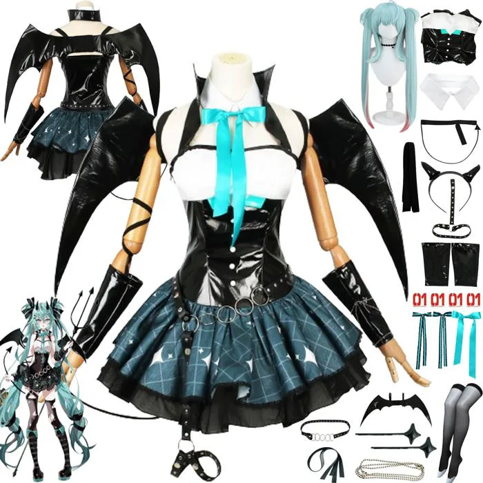 Mua Tjmiaohao Anime Little Devil Miku Cosplay Costume Outfit H'atsune M'iku  Uniform Dresses Full Set Halloween Party Dress Up Suit with  Wig/Headdress/Wings/Stickers for Women Girls (M) trên Amazon Anh chính hãng  2026 |