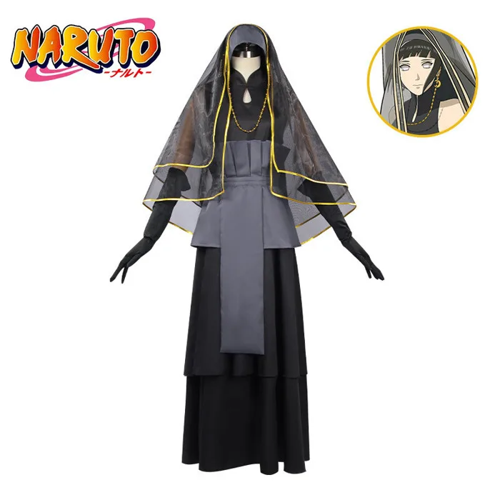 Naruto Boruto Hinata Hyuga Wedding Dress Cosplay Costume Black Bridal Veil  | eBay