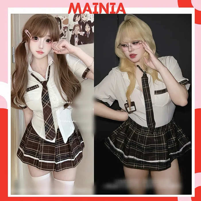 [ CÓ BIGSIZE 3XL ] Set 5 Món Cosplay Học Sinh Chân Váy Kẻ 9375 MAINIA STORE