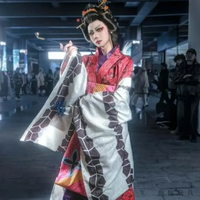 🏴‍☠️ Demon Slayer: Kimetsu No Yaiba: Daki | Red Kimono Dress Cosplay  Costume Set - Ed2kcosplay.com