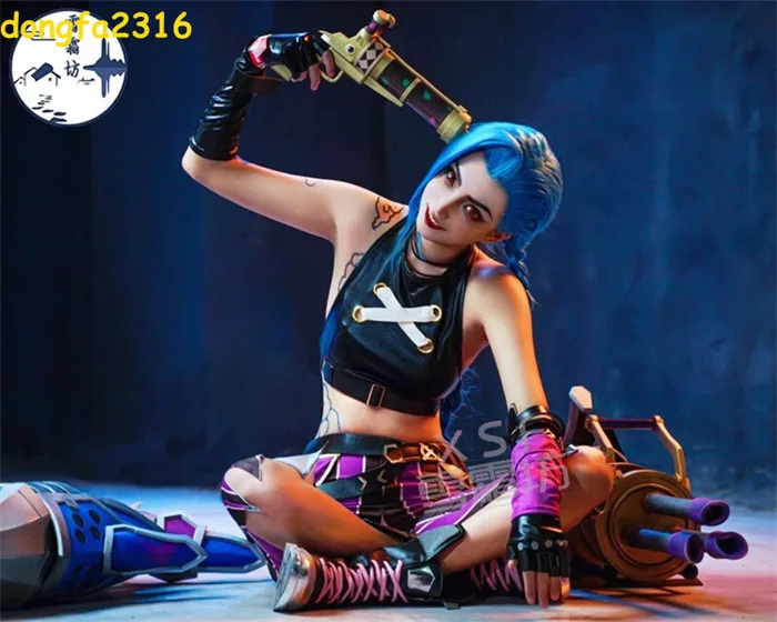 Anime League of Legends LoL Jinx Cosplay Costume Uniform Halloween Outfit  Wigs | eBay