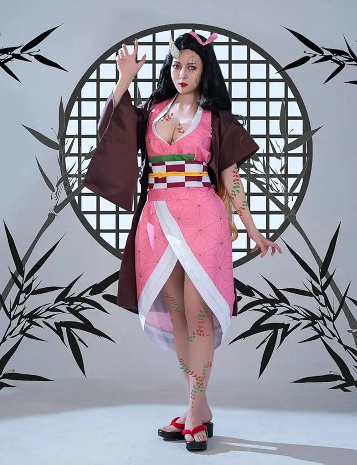 CR ROLECOS Kamado Nezuko Cosplay Costume Nezuko Cosplay Blood Demon Kimono  Outfit Halloween M/L : Amazon.ca: Clothing, Shoes & Accessories