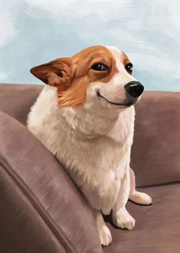 Smiling Corgi Dog Meme' Poster, picture, metal print, paint by Mashz | Displate Smiling Corgi Dog Meme' Poster, picture, metal print, paint by Mashz | Displate