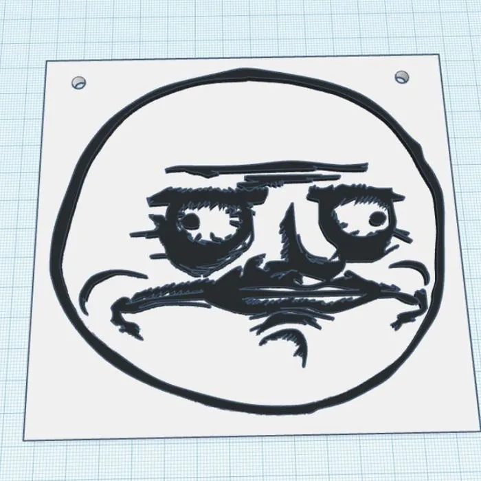 3D Printable funny meme face hanging wall art by Nick