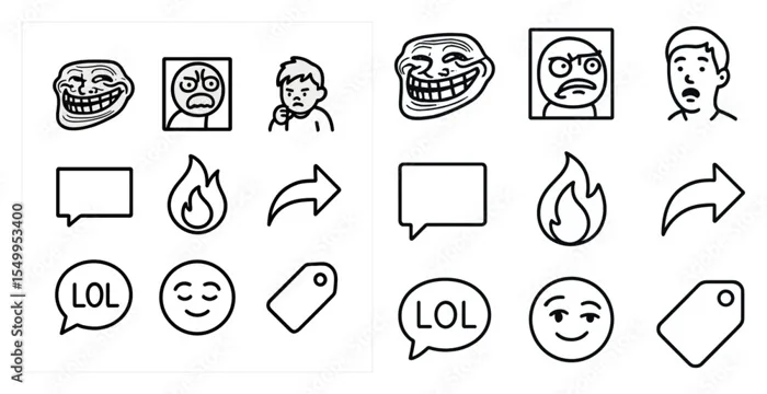 Internet meme line icons set – outline, linear, viral humor symbols Stock  Vector | Adobe Stock