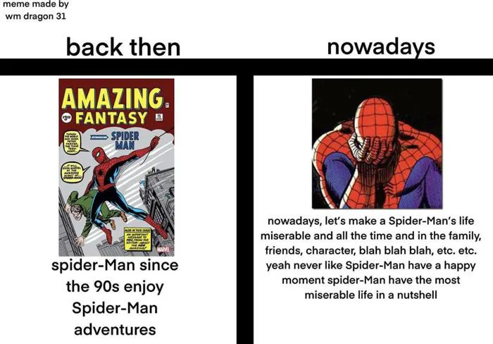 meme về cuộc đời của Người Nhện gói gọn trong vài ý chính : r/Marvel