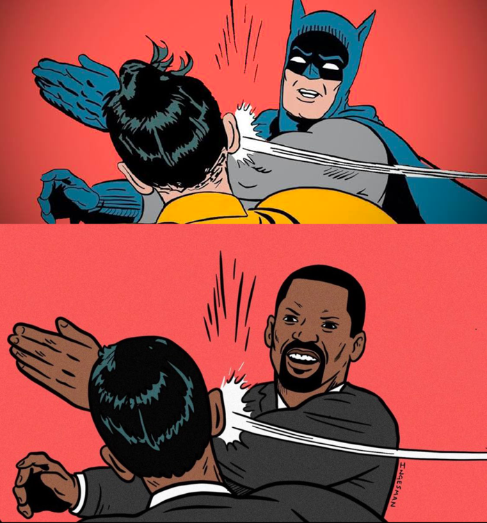 Thỉnh nguyện thay thế meme tát của Batman bằng meme của Will Smith : r/memes
