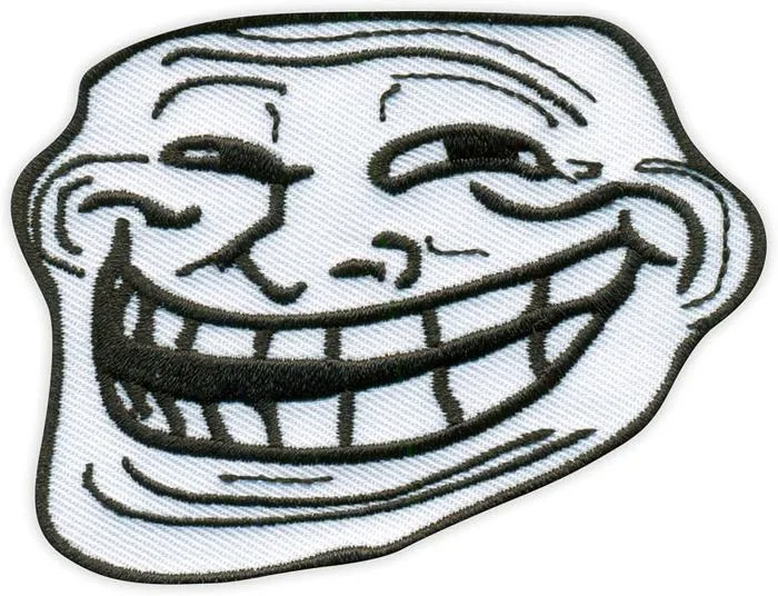 Patchion Troll Face - Trollface - Emoticon Meme - White Hook and Loop -  Embroidered Patch/Badge/Emblem : Amazon.co.uk: Home & Kitchen