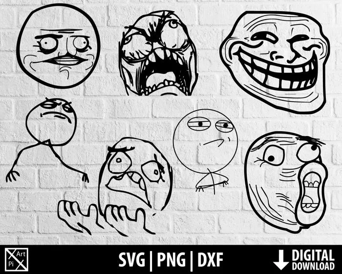 Troll Face Svg Png Dxf, Internet Memes Clipart, Printable Cut Files Cricut,  Sublimation, Cameo Silhouette, Digital Download - Etsy New Zealand