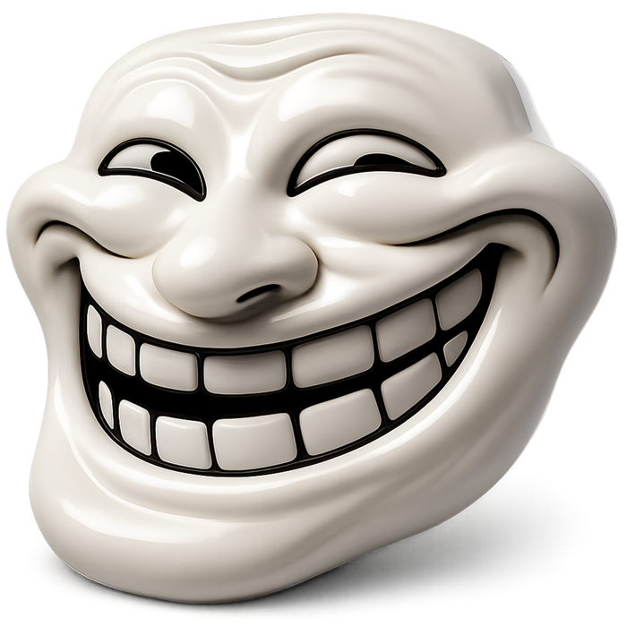 3D Troll Face PNG Free Download | Classic 3D Meme