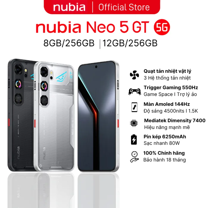 Bán chạy] Điện thoại gaming Nubia Neo 5 GT I Màn AMOLED 144Hz I 3 Công Nghệ  Tản Nhiệt I Pin 6210mAh | Shopee Việt Nam
