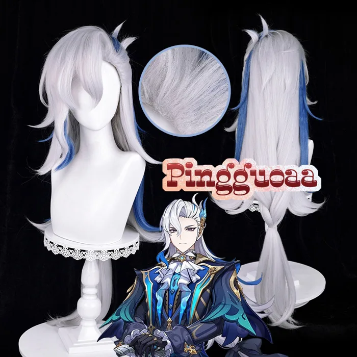 Genshin Impact Fontaine Neuvillette Cosplay Tóc Giả Dài 100cm Bạc Trắng  Xanh Chịu Nhiệt Tổng Hợp Tóc Giả | Shopee Việt Nam