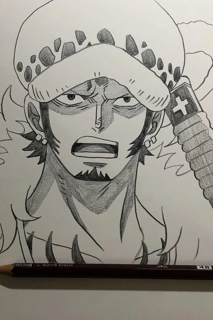 Draw Trafalgar D. Water Law from onepiece