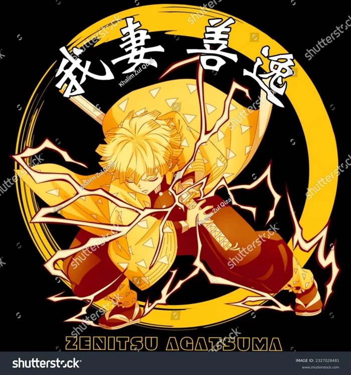 Zenitsu Agatsuma Character Serial Kimetsu No Stock Illustration 2327028481  | Shutterstock