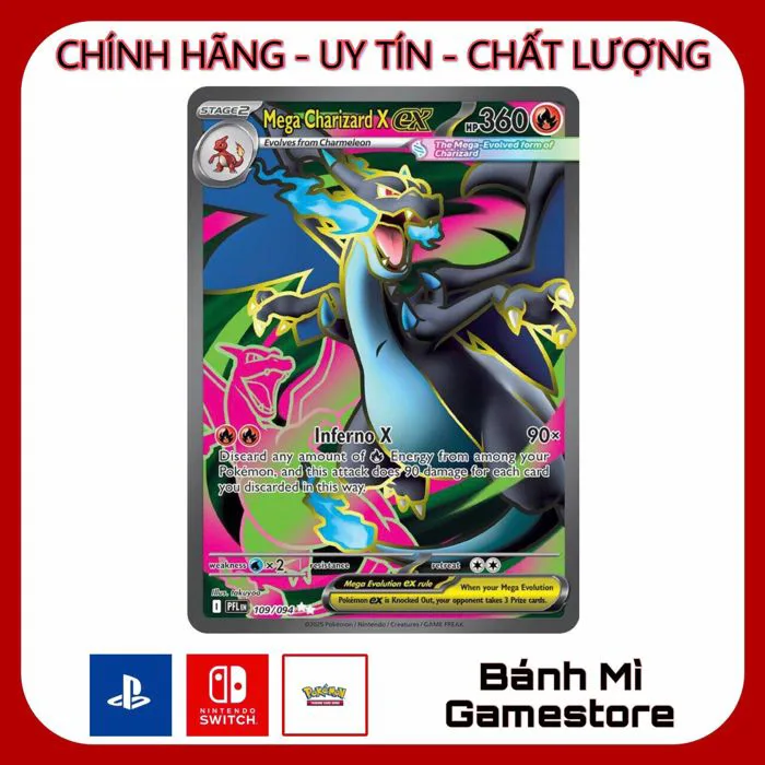 Pokemon TCG: Mega Charizard X EX Illustration Rare Pokemon Card MEG02 109/094 Pokemon TCG: Mega Charizard X EX Illustration Rare Pokemon Card MEG02 109/094