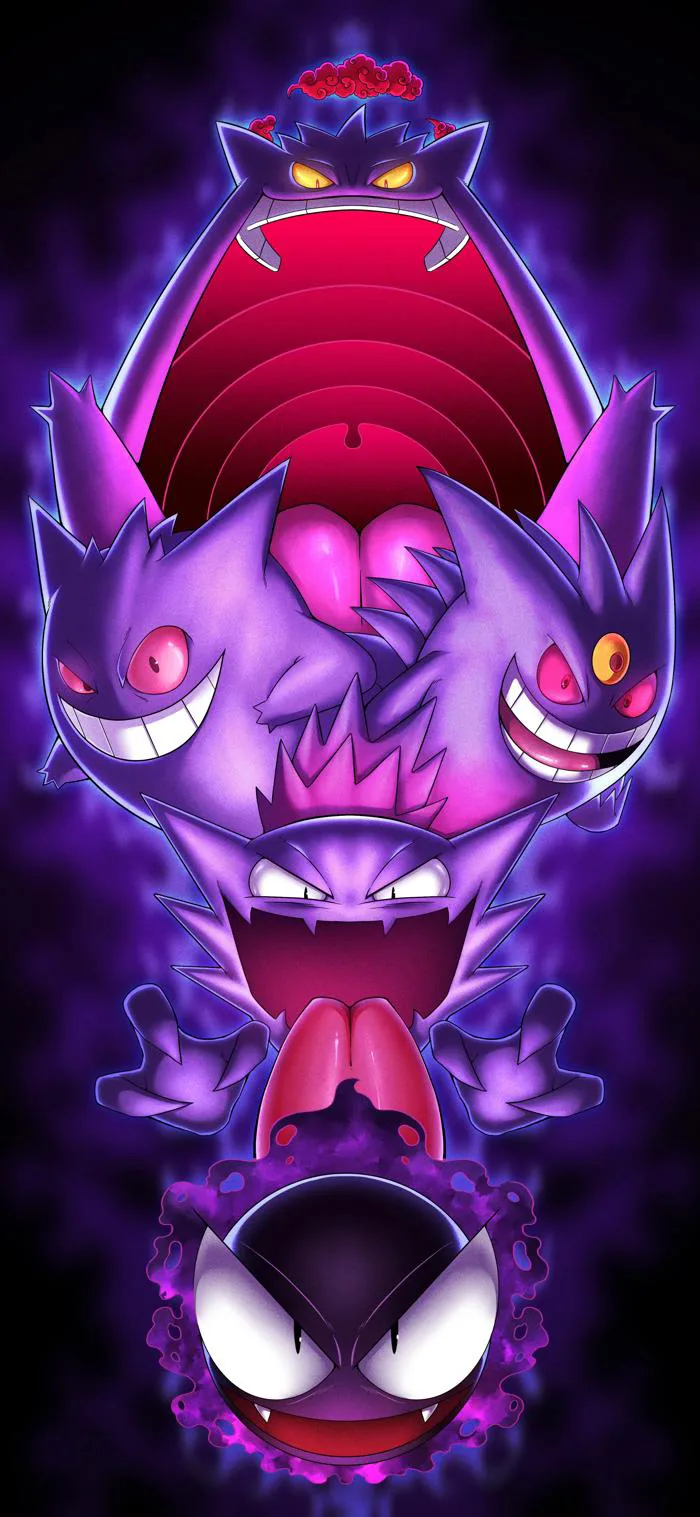 Tiến hóa Gengar! Một tấm hình nền điện thoại mình tự làm để dùng và cho mọi  người cùng dùng. Chúc các bạn vui vẻ! : r/Pokemonart