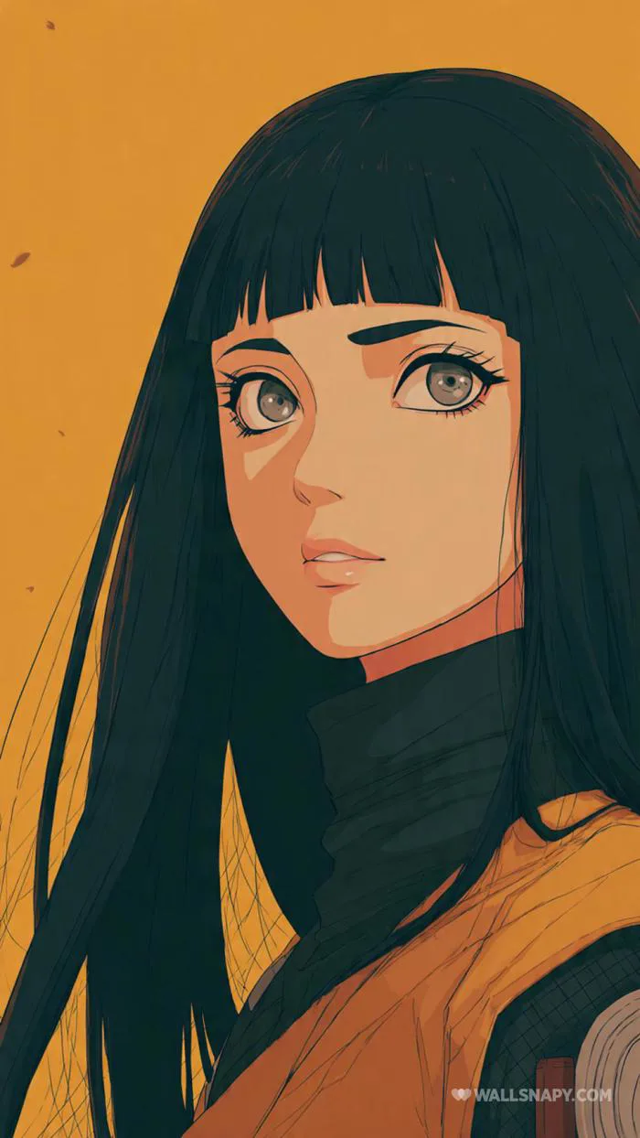 Hinata hyuga illustrated anime style lock screen wallpaper