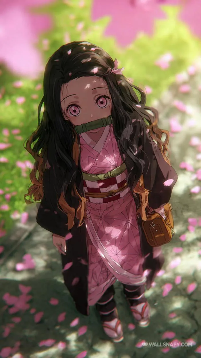 Nezuko kamado demon slayer anime style mobile wallpaper