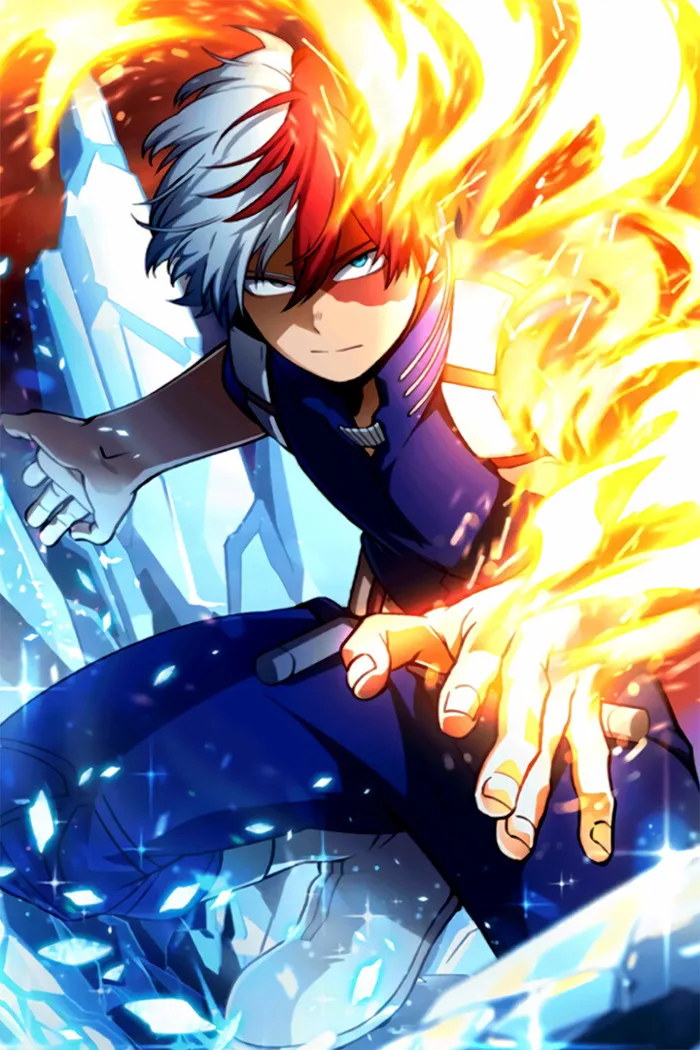 Shoto Todoroki My Hero Academia Fire and Ice Art Print Decor - POSTER 20x30 Shoto Todoroki My Hero Academia Fire and Ice Art Print Decor - POSTER 20x30
